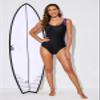 Aleumdr Women Bathing Suits One Piece Swimsuits Criss Cross Back Tummy Control Sports Athletic Monokini One Piece Swimwear Black Printed Medium view 3
