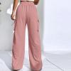 XUNRYAN Cargo Pants Women Casual Sweatpants High Waist Wide Leg Joggers Athletic Workout Pants Fashion Trousers Activewear Pink view 4