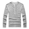 Mens Vintage Distressed Henley Shirts Retro Long Sleeve Tee Tops Casual Button Down Washed T-Shirts (4X-Large,French Grey) view 1