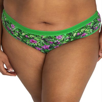 Curvy Couture Women's Size Brief Panties in Smooth, Mesh and Lace, Available in Multi Packs, Lush Tropics, 3X-Large Plus