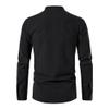 Men's Linen Cotton Retro Lace Up Shirt Long Sleeve V Neck Medieval Top Casual Pullover Henley Shirt (Large,Black) view 4