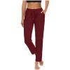 XUNRYAN Yoga Pants Women Pockets Lightweight Hiking Pants Drawstring High Waist Joggers Fitness Athletic Workout Trousers Wine