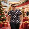 Men's Christmas Snowman Shirts Xmas Snowflakes Button up Short Sleeve Polo Outfit, Black, X-Large view 2