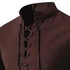 Men's Linen Cotton Retro Lace Up Shirt Long Sleeve V Neck Medieval Top Casual Pullover Henley Shirt (4X-Large,Brown) view 4