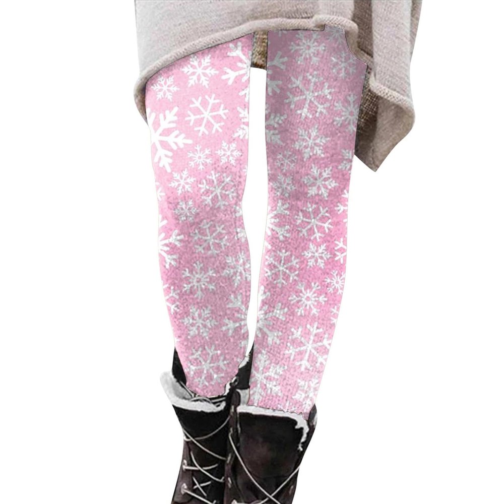 ZYXTIM Plus Size Christmas Leggings for Women High Waist Elastic Waistband Ugly Christmas Xmas Printed Graphic Capri & Full Length Women's Leggings Pink
