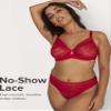 Curvy Couture Womens Plus Size No-Show Lace High Cut Thong Panty Diva Red XXL view 2