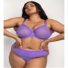 Curvy Couture Womens Plus Size Sheer Mesh High Cut Thong Panty Violet L view 2