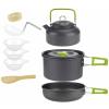 QIYUDS Portable Camping Cookware Kit, Outdoor Cook Gear Pot Pan Kettle Set, Picnic Tableware Tools for Hiking Backpacking Family view 1