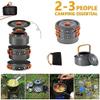 QIYUDS Portable Camping Cookware Kit, Outdoor Cook Gear Pot Pan Kettle Set, Picnic Tableware Tools for Hiking Backpacking Family view 3