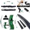 60" Black Hunter Longbow for Adults Set 20-60Lbs With 12 Pcs Carbon Arrows 6Pcs Hunting Tips String Silencer Bow Limbs Silencer and Quiver Suitable for Archery Practice Hunting Right Hand (20 lbs) view 3