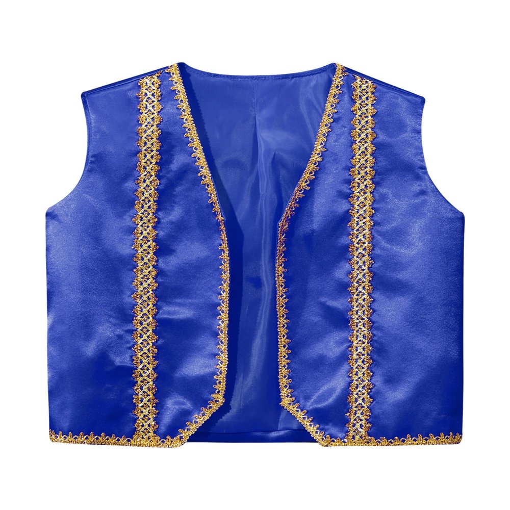 HULIJA Kids Medieval Steampunk Sleeveless Vest Golden Trim Tailcoat Gothic Jackets Waistcoat Royal Blue 16 Years
