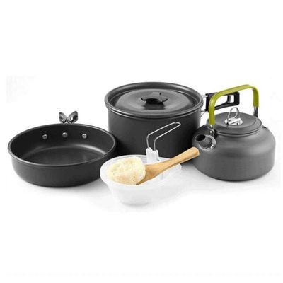 QIYUDS Camping Cookware Kit, Non-Stick Lightweight Pots Set, Portable Outdoor Cookware for Camping Backpacking Hiking