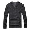Mens Vintage Distressed Henley Shirts Retro Long Sleeve Tee Tops Casual Button Down Washed T-Shirts (5X-Large,Black) view 1