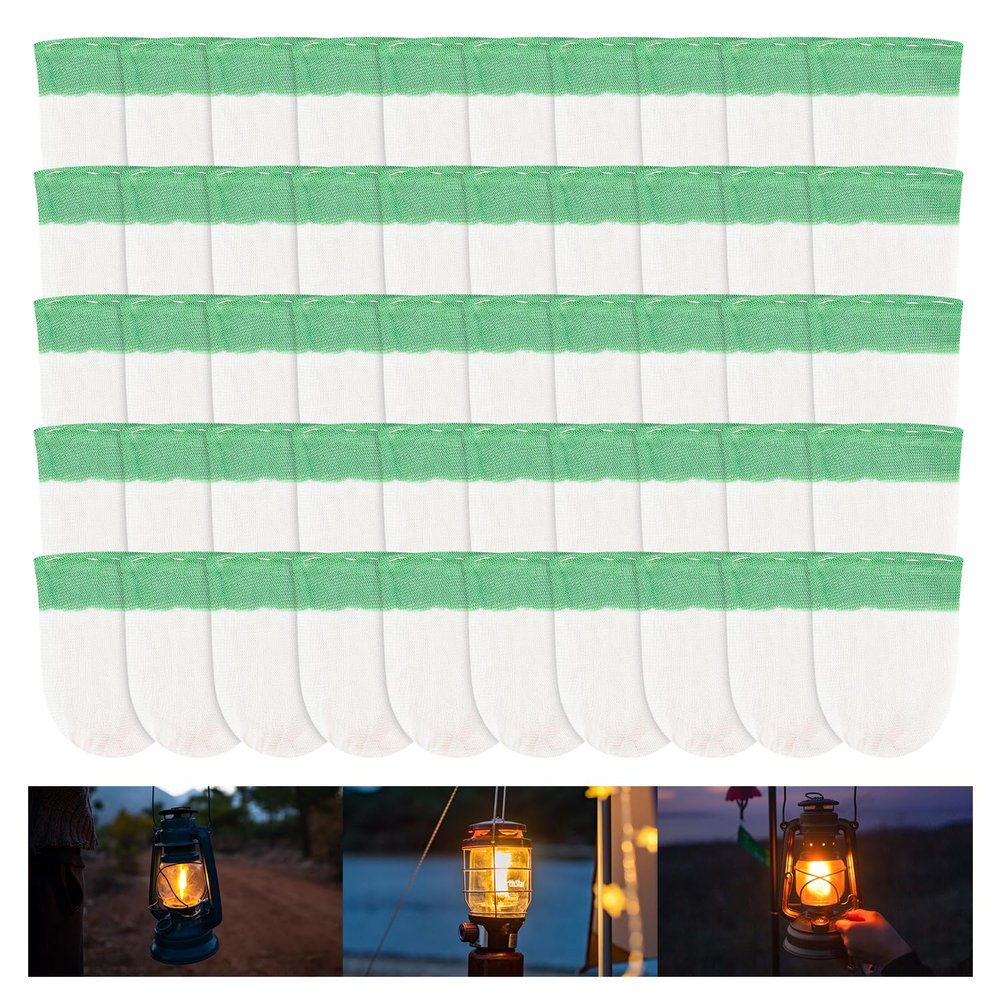 50PCS Propane Lantern Mantles String Tie Lantern Mantles Lantern Cover U-Shape Gas Lamp Mantles for Outdoor Camping Lantern, 7.5 10cm
