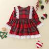 Baby Girl Christmas Dress Toddler Girls Christmas Long Sleeve Lace Plaid Prints Princess Dress Xmas (Red, 12-18 Months) view 3