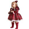 Baby Girl Christmas Dress Toddler Girls Christmas Long Sleeve Lace Plaid Prints Princess Dress Xmas (Red, 3-4 Years) view 1