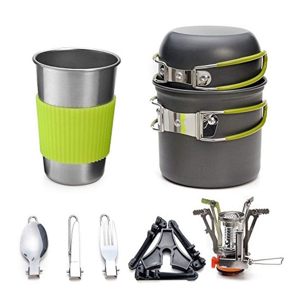 QIYUDS Camping Cookware Kit, Lightweight Cookware Kit, Portable Cookware Kit for Backpacking, Outdoor Camping Hiking and Picnic