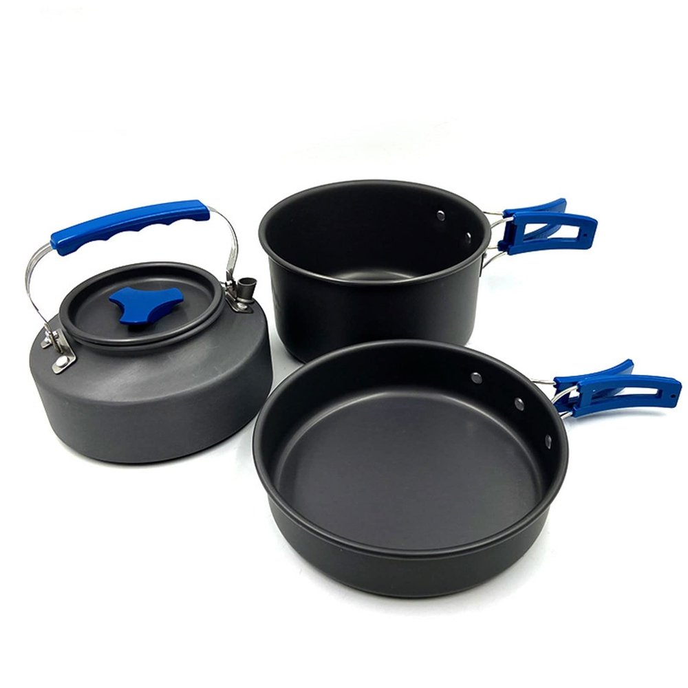 QIYUDS Camping Cookware Set Kit, Backpacking Gear Cooking Equipment, Portable Non Stick Pot Pan Cook for Outdoors Hiking