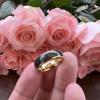 6 mm Gold Men Women Tungsten Ring Wedding Bands Domed Polished Shiny Black Meteorite Inlay Comfort Fit view 4