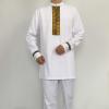 ATLYCOLOR African Dashiki Suits for Men 2 Piece Set Gold Embroidery Shirt Pant Outfits Nigerian Clothes Wedding Attire TR5 White X-Large view 3