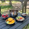 QIYUDS Stainless Steel Camping Cookware Mess Kit, Nonstick Lightweight Compact Backpacking Cooking Set for Outdoor Picnic Hiking view 3