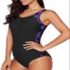 Aleumdr Women Bathing Suits One Piece Swimsuits Criss Cross Back Tummy Control Sports Athletic Monokini One Piece Swimwear Black Printed X-Large view 4