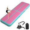 KIKILIVE Inflatable Air Gymnastics Tumbling Mat 16ft Pink Green, Air Tumble Track Mat 4 inches Thickness with Electric Air Pump for Home Use Training Cheerleading Yoga Water Beach Park view 1