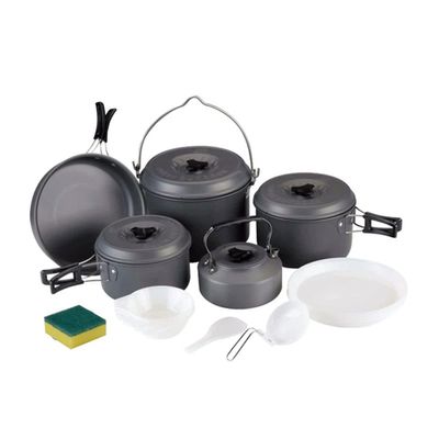 QIYUDS Camping Cookware Mess Kit, Outdoor Set of Pot Picnic Supplies Picnic Pot Utensils Outdoor cookware Set -self-Driving Tour 7-8 People Portable Camping Pot- Camp Accessories Equipment