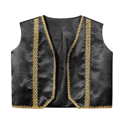 HULIJA Kids Medieval Steampunk Sleeveless Vest Golden Trim Tailcoat Gothic Jackets Waistcoat Black 6 Years
