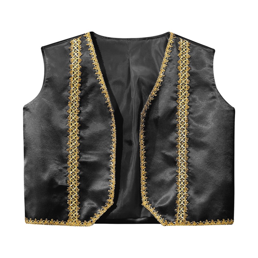 HULIJA Kids Medieval Steampunk Sleeveless Vest Golden Trim Tailcoat Gothic Jackets Waistcoat Black 6 Years