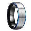 8 mm Tungsten Wedding Rings for Men Comfort Fit Stepped Edges Wedding Bands Jewelry Black Matted Finish view 1