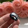 8 mm Tungsten Wedding Rings for Men Comfort Fit Stepped Edges Wedding Bands Jewelry Black Matted Finish view 2