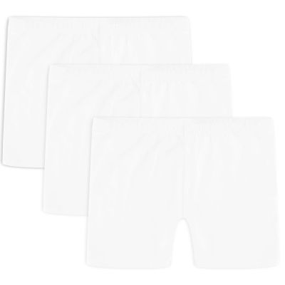 Auranso Girls Bike Shorts Cartwheel Breathable and Safety Biker Under Dress Dance Shorts White 7-8 Years