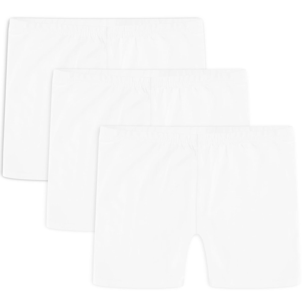 Auranso Girls Bike Shorts Cartwheel Breathable and Safety Biker Under Dress Dance Shorts White 7-8 Years