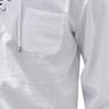 JEKE-DG Men Casual Cotton Linen T Shirt V Neck Lace-up Long Sleeve Tunic Yoga Tee Shirts Beach Lace Up Hippie Shirt (3X-Large,White) view 4