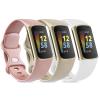 3 Pack Sport Bands Compatible with Fitbit Charge 6 Bands / Fitbit Charge 5 Bands Women Men, Classic Soft Replacement Straps Wristbands for Fitbit Charge 6 / 5 Advanced Fitness & Health Tracker (Rose view 1
