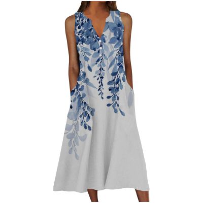 2-W63 Royal Blue Women Brunch Dresses Sleeveless Spaghetti Strap Dresses for Women V Neck Spandex Midi Summer Fall Dresses 2025 Clothing Trendy Y2K 4XL