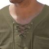 JEKE-DG Men Casual Cotton Linen T Shirt V Neck Lace-up Long Sleeve Tunic Yoga Tee Shirts Beach Lace Up Hippie Shirt (Medium,Pitch Green) view 3