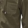JEKE-DG Men Casual Cotton Linen T Shirt V Neck Lace-up Long Sleeve Tunic Yoga Tee Shirts Beach Lace Up Hippie Shirt (Medium,Pitch Green) view 4