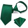 Hi-Tie Boys Pre-Tied Necktie Pocket Square Set Adjustable Strap Ties for School Uniform Graduation Wedding Kids Age 7-11,Green Plaid view 1