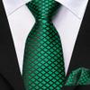 Hi-Tie Boys Pre-Tied Necktie Pocket Square Set Adjustable Strap Ties for School Uniform Graduation Wedding Kids Age 7-11,Green Plaid view 2