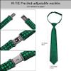 Hi-Tie Boys Pre-Tied Necktie Pocket Square Set Adjustable Strap Ties for School Uniform Graduation Wedding Kids Age 7-11,Green Plaid view 3