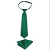 Hi-Tie Boys Pre-Tied Necktie Pocket Square Set Adjustable Strap Ties for School Uniform Graduation Wedding Kids Age 7-11,Green Plaid view 4
