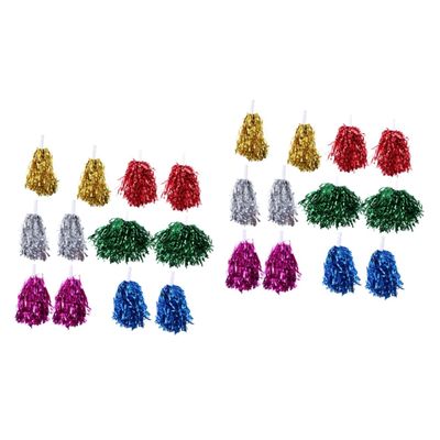 BESPORTBLE 24pcs Cheerleader Pom Poms Bright Straight Handle for Cheerleading Sports Events Random Color