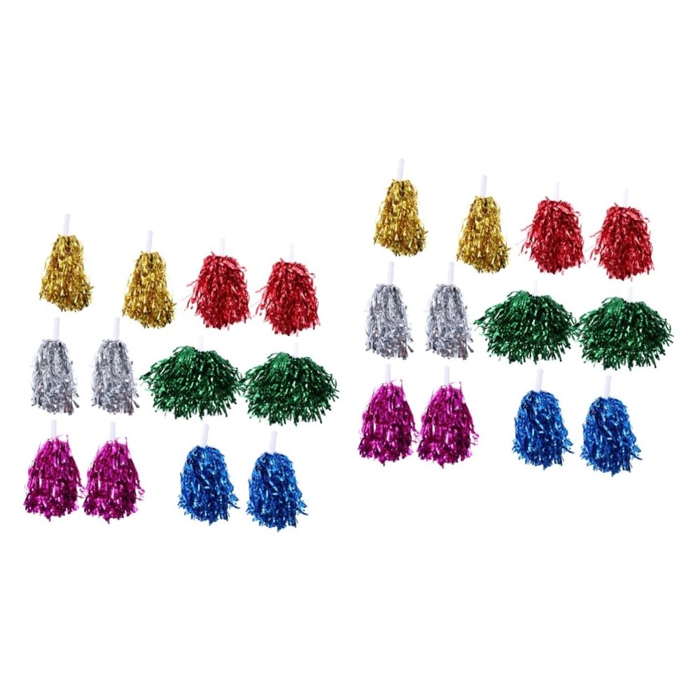 BESPORTBLE 24pcs Cheerleader Pom Poms Bright Straight Handle for Cheerleading Sports Events Random Color