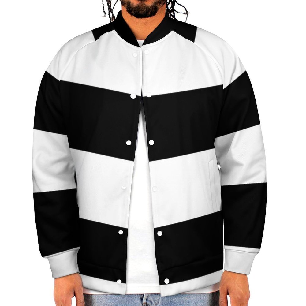 Black White Straignt Pride Flag Men's Baseball Jacket Causal Sweatshirt Lightweight Button Top Graphic Coat