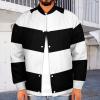 Black White Straignt Pride Flag Men's Baseball Jacket Causal Sweatshirt Lightweight Button Top Graphic Coat view 2