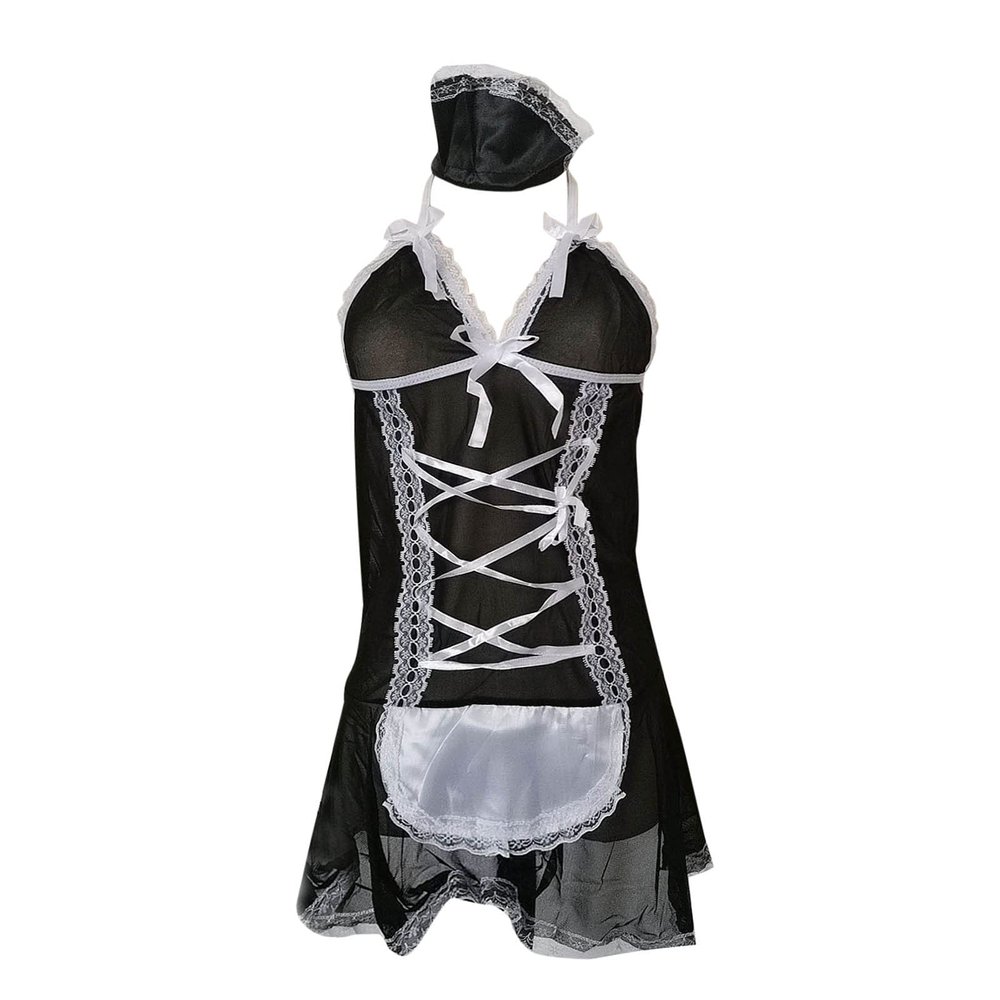 0-Maid Black Solid Cute Sexy Lingerie Bras Skirts Cosplay Lingerie for Women Short Sleeve Lace Lace Holiday Halloween Lingerie for Women Cosplay Lingerie See Through Lingerie Women 2023 3XL