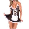 0-Maid Black Solid Cute Sexy Lingerie Bras Skirts Cosplay Lingerie for Women Short Sleeve Lace Lace Holiday Halloween Lingerie for Women Cosplay Lingerie See Through Lingerie Women 2023 3XL view 3