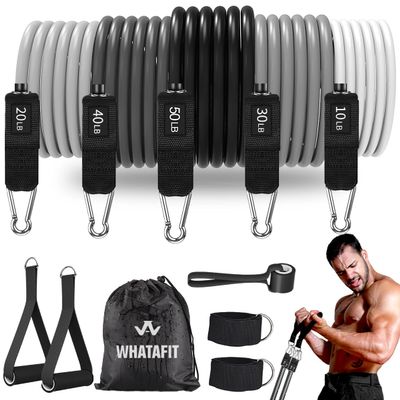 WHATAFIT Resistance Bands, Exercise BandsResistance Bands for Working Out, Work Out Bands with Handles for Men and Women Fitness, Strength Training Home Gym Equipment